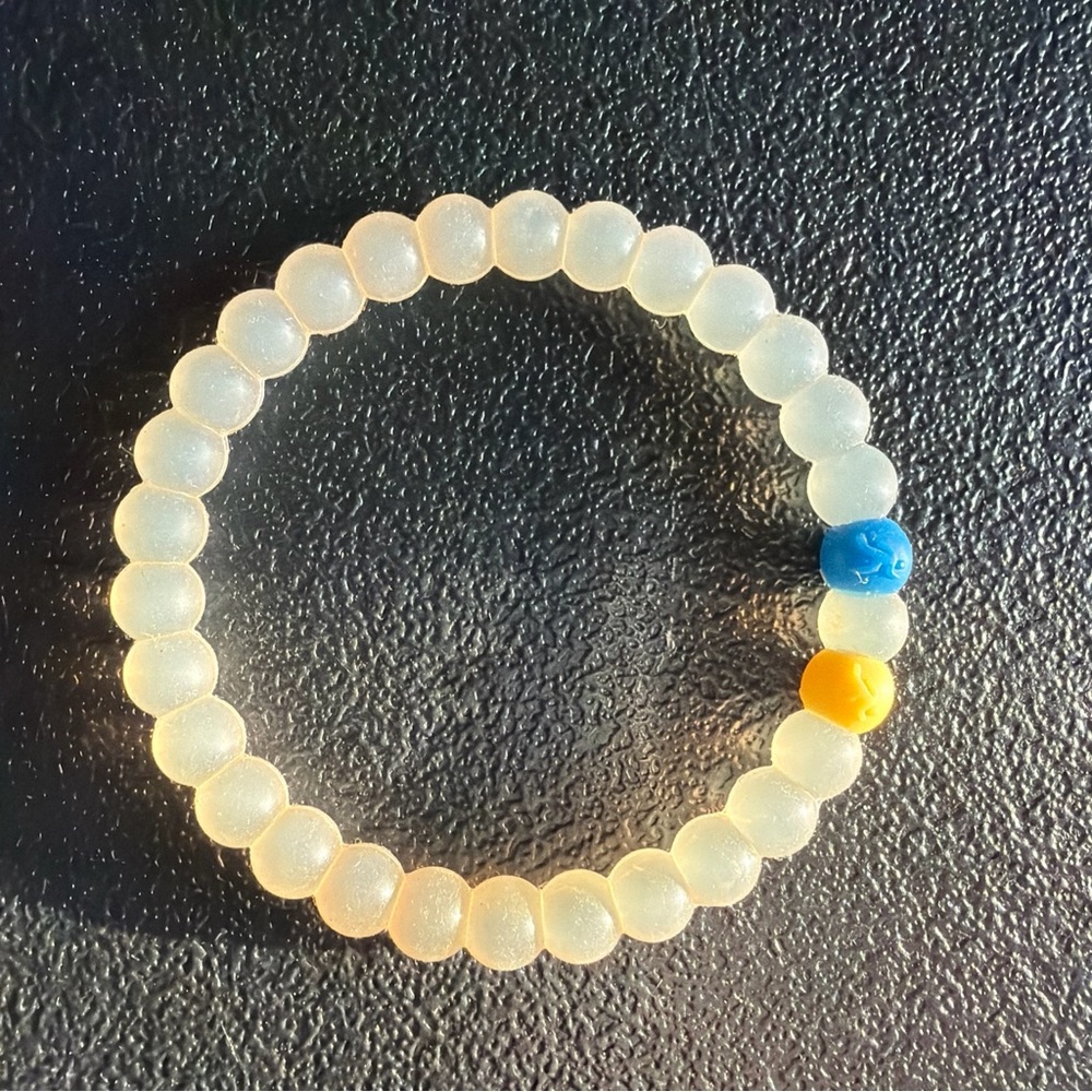 Silicon frosted Bracelet with Blue and Yellow Beads